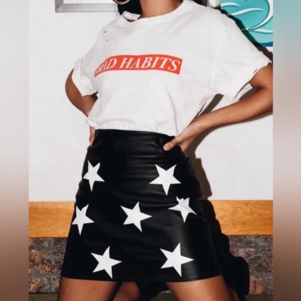 Black & White Star “Leather” Skirt